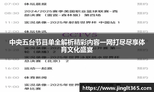 中央五台节目单全解析精彩内容一网打尽尽享体育文化盛宴