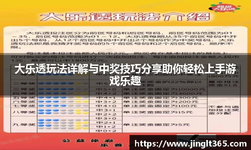 大乐透玩法详解与中奖技巧分享助你轻松上手游戏乐趣