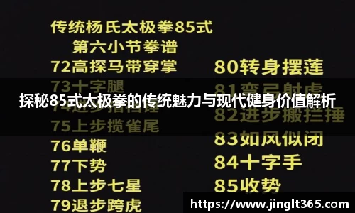 探秘85式太极拳的传统魅力与现代健身价值解析